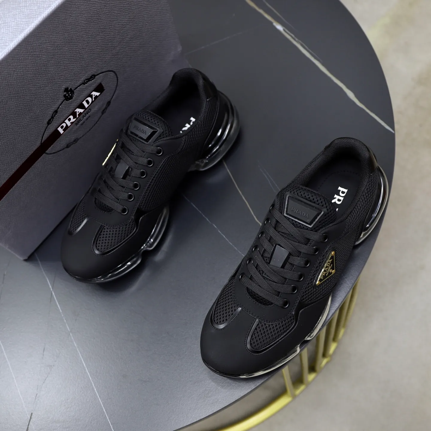 Men's shoes 💰660💰PRADA] Men's shoes are popular in the counter, high-quality shipments ✔️Official website synchronization, original imported cowhide with comfortable mesh surface + cowhide lining, 1⃣️:1⃣️reproduction, original factory air-cushioned original sole, 38-45